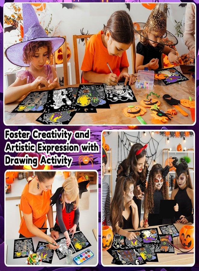 Moinchore 48 Pcs Halloween Velvet Coloring Posters Fuzzy Felt Coloring Pages Crafts for Adults Teenagers Classroom Holiday Arts Crafts Activity Party - Image 4